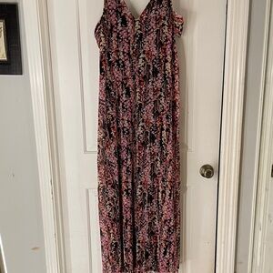 Lulu's Black and Pink Floral Maxi Dress